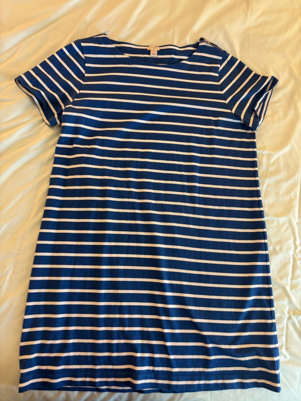 J Crew Blue and White Striped T-Shirt Cotton Dress Size XXL